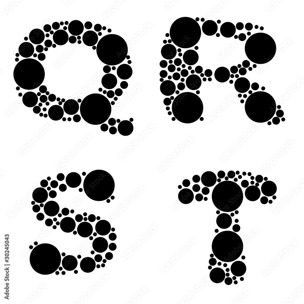 Fototapeta premium alphabet, black color - part five - Q, R, S, T