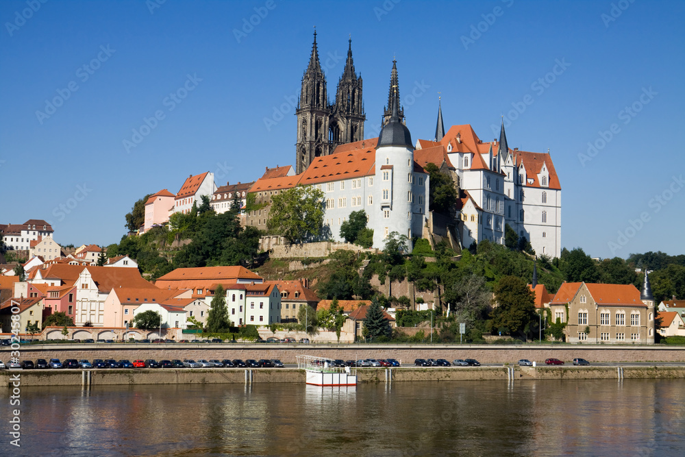 Cityscape of Meissen in Germany with the Albrechtsburg castle