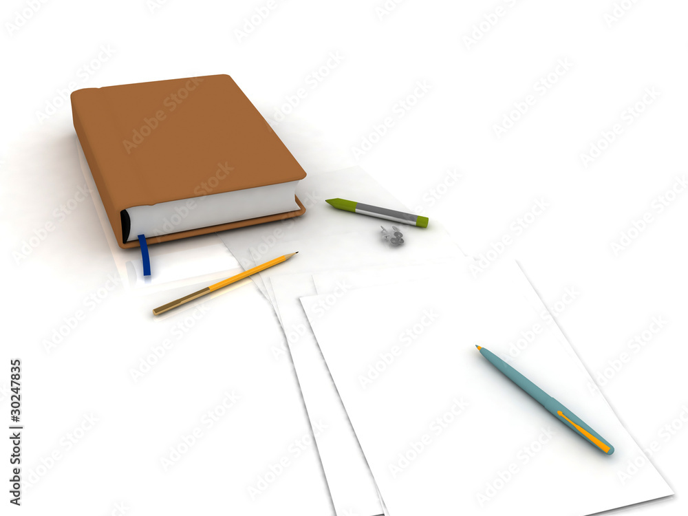 Notebook with written subject matters and a paper Notebook with written subject matters and a paper