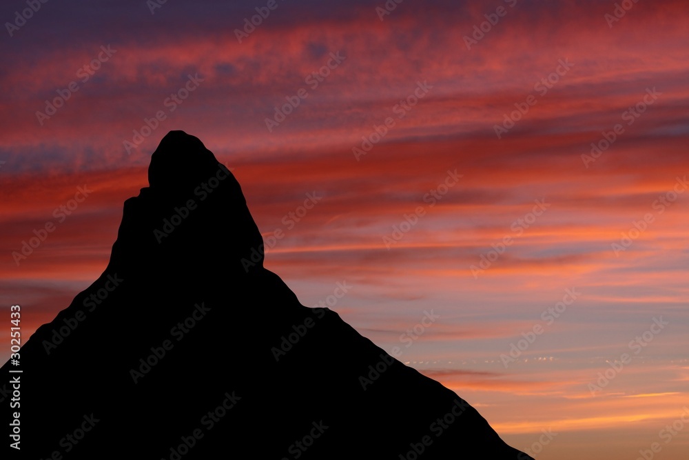 Matterhorn Switzerland at sunset illustration