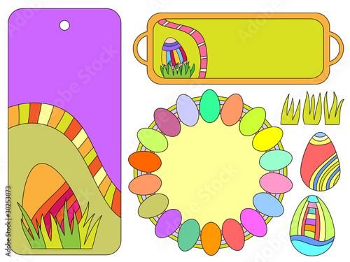 Colorful Easter tags or labels