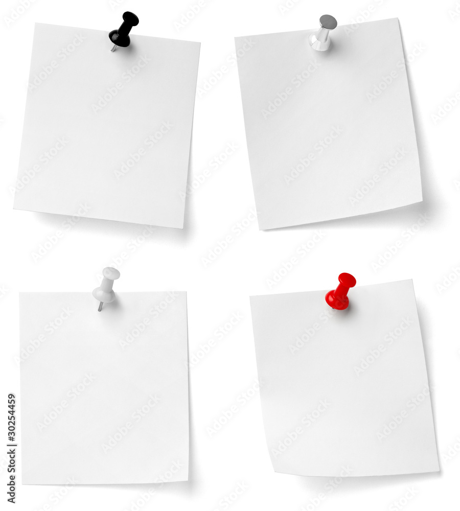 push pin and note paper office business