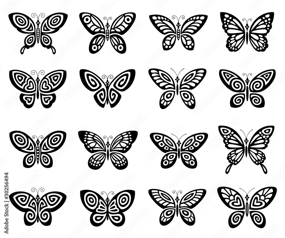 Butterflies icon set Butterflies icon set
