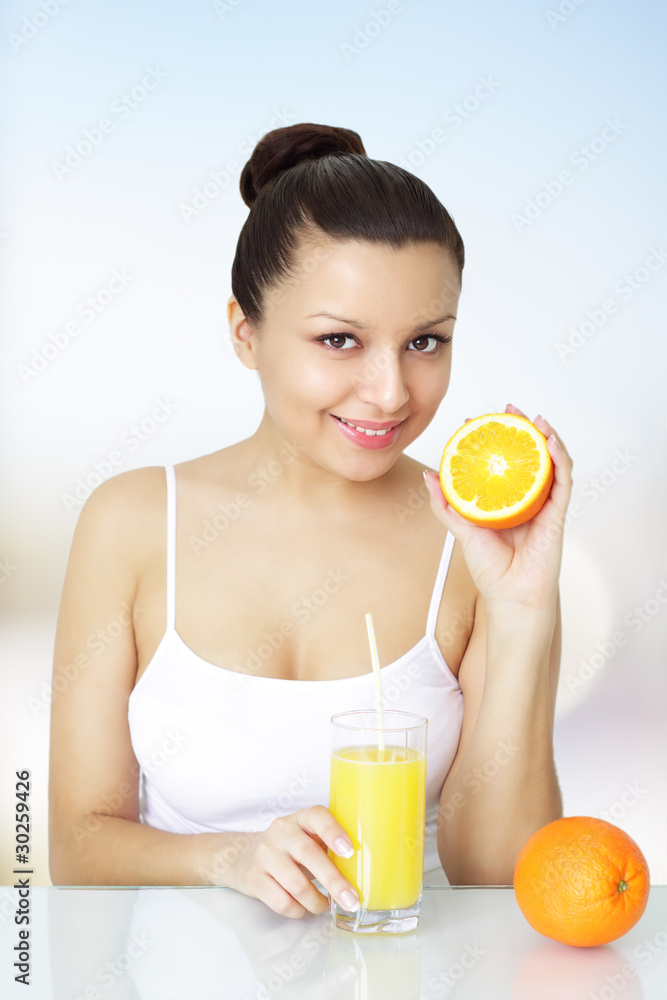 Girl with fresh orange juice Girl with fresh orange juice