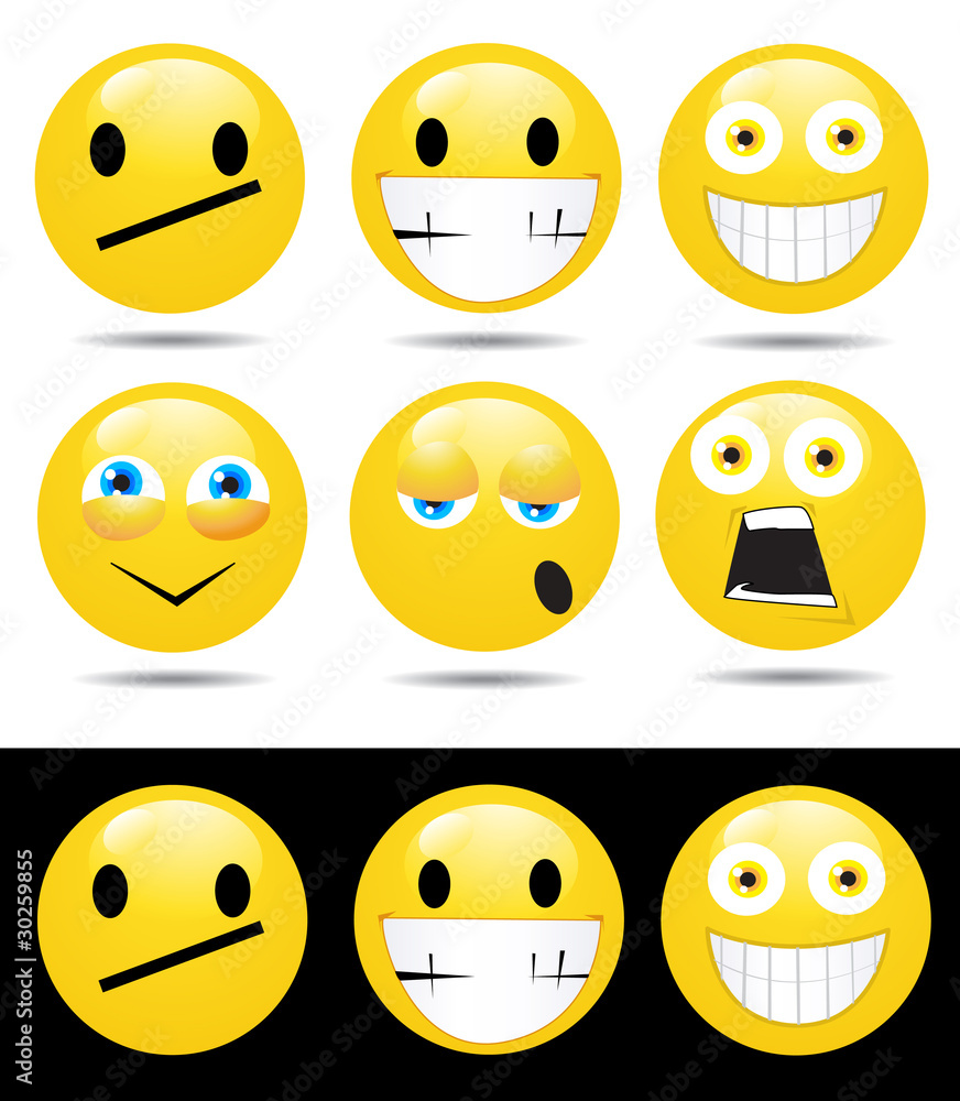 Set of characters of yellow emoticons