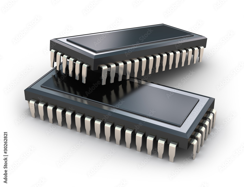 Computer chips isolated on white background Computer chips isolated on white background