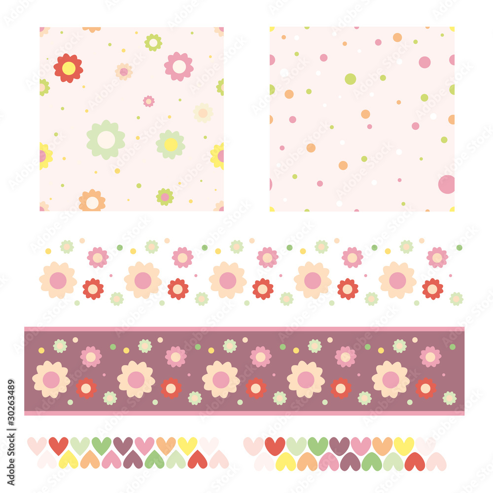 Flower, dot and heart pattern and trims