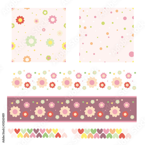 Flower, dot and heart pattern and trims