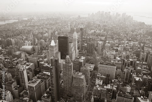 New York City Manhattan skyline aerial view black and white © rabbit75_fot
