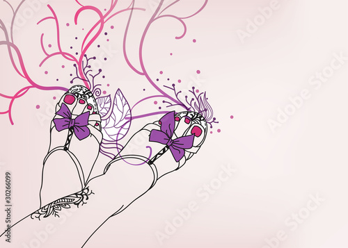vector  background with pretty  legs dressed in trendy shoes