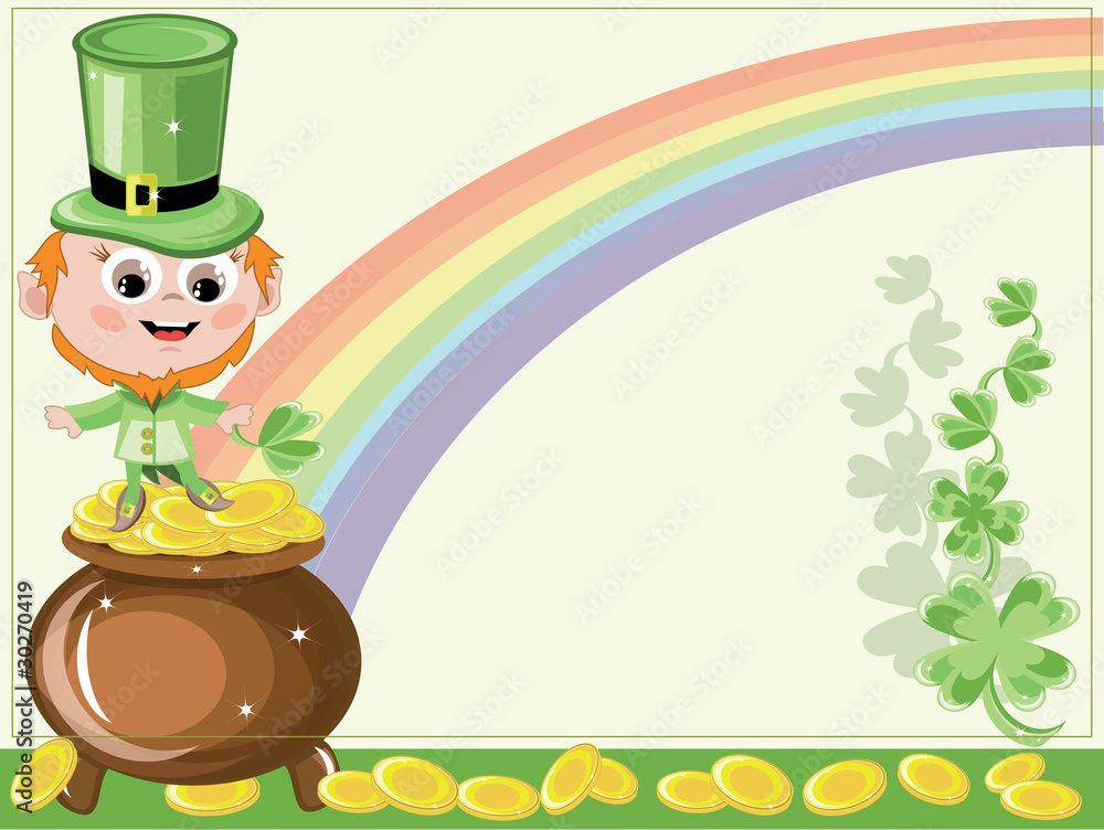 Fototapeta premium Leprechaun with gold pot