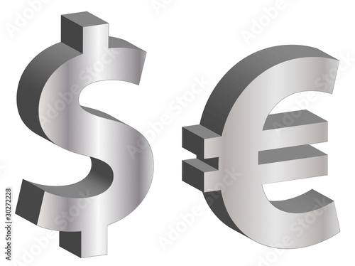 Dollar und Euro Zeichen