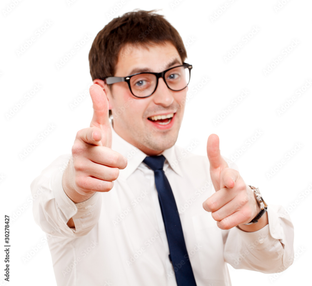 Portrait of man pointing at you Portrait of man pointing at you