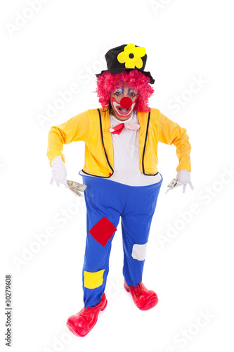Funny clown holding money