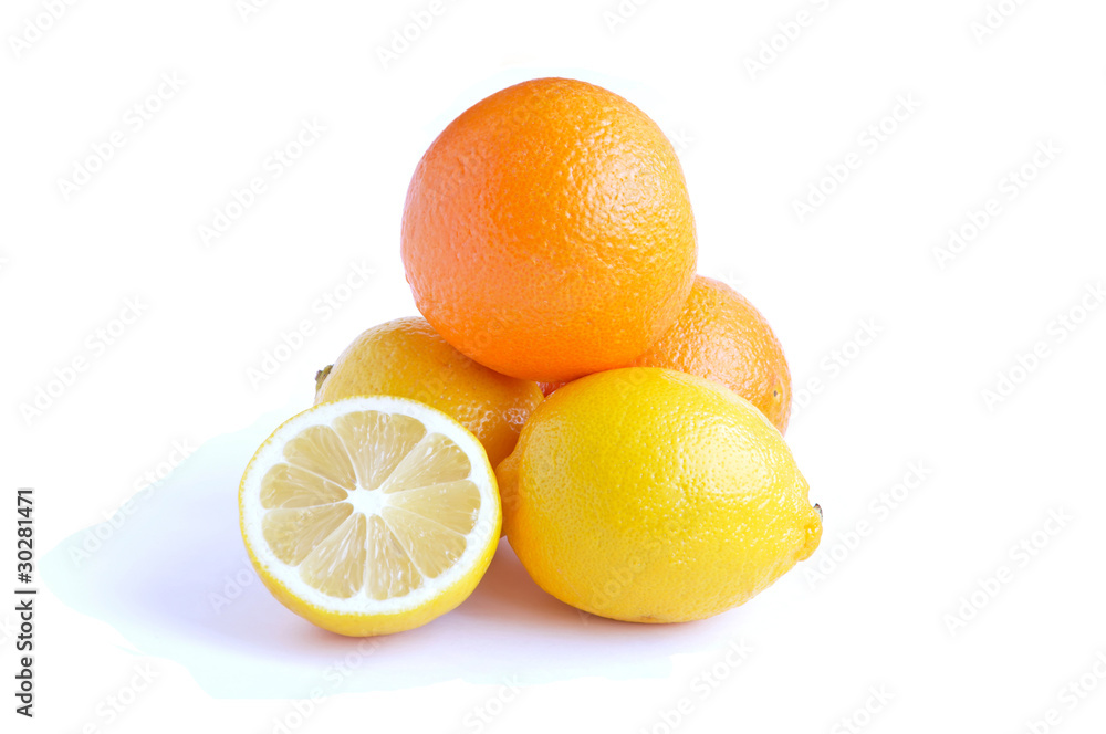 Orange fruit and lemon