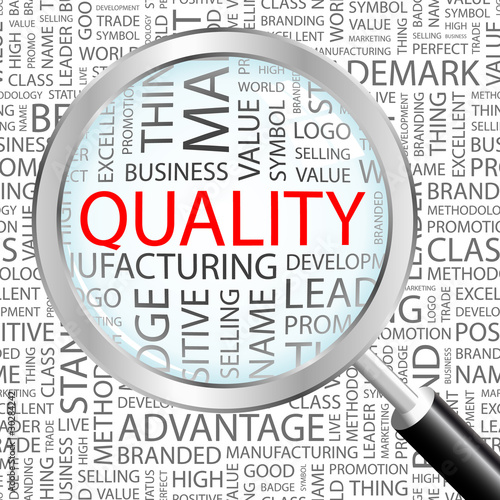 QUALITY. Word cloud concept illustration.