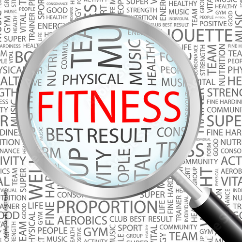 FITNESS. Magnifying glass over association terms.