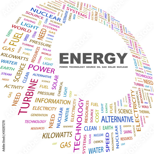 ENERGY. Word collage on white background.