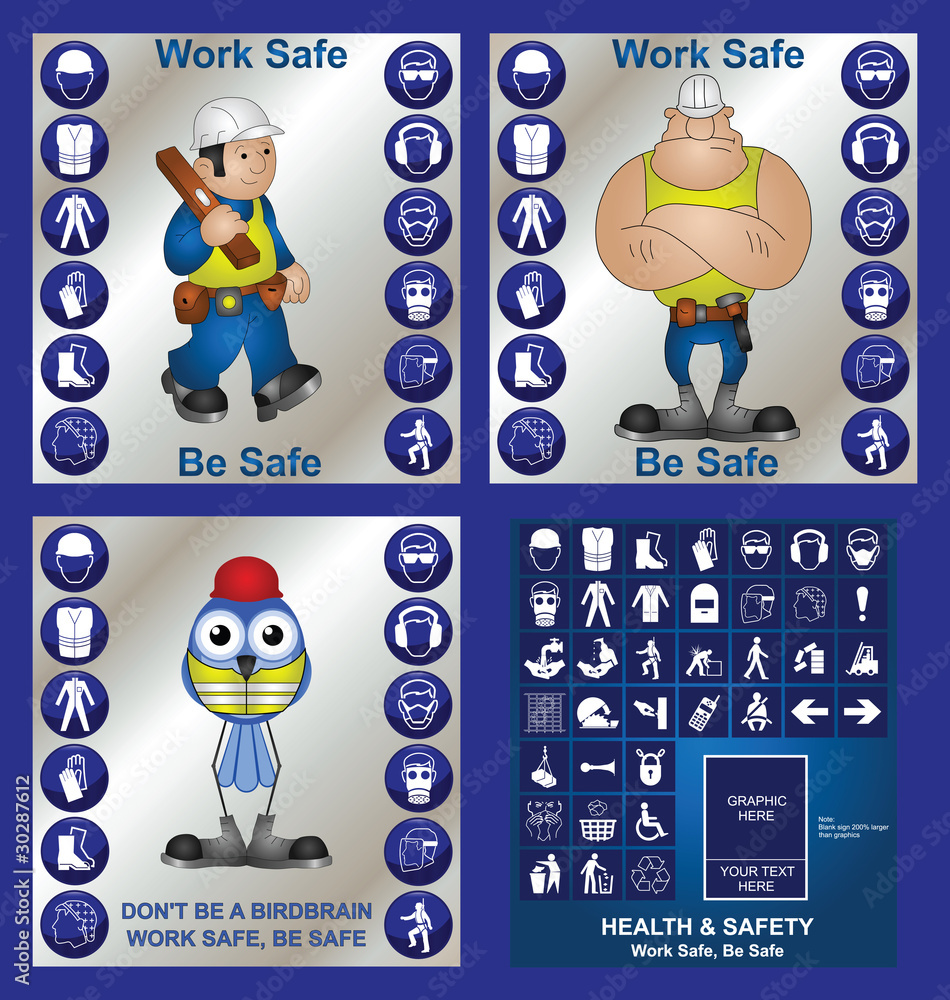 Construction health and safety at work collection Stock Vector | Adobe ...