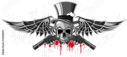 Emblem of a skull with pistols