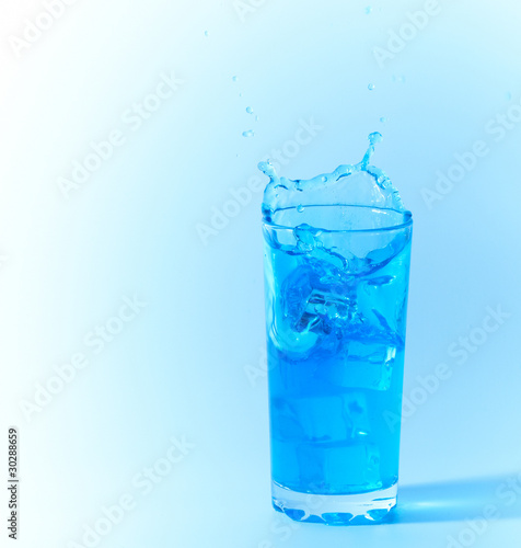blue splash in glass