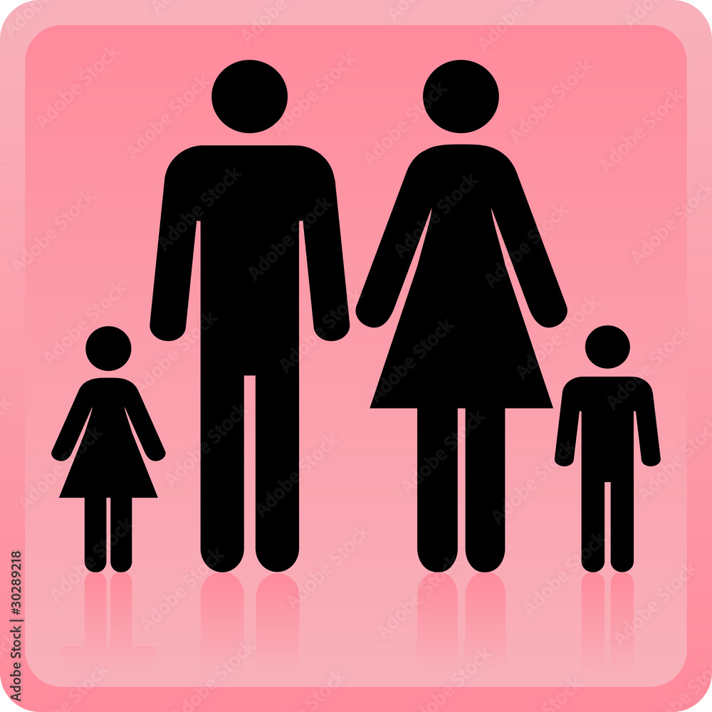 Vector Man & Woman icon with children Stock Vector | Adobe Stock