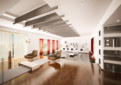 Modern apartment interior 3d render