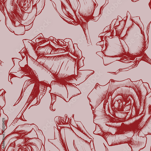 Rote Rosen retro nahtlos seamless