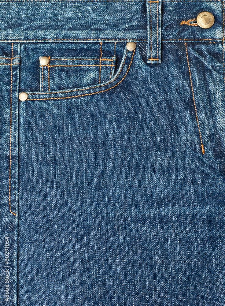 Close-up blue denim with pocket and button. Close-up blue denim with pocket and button.