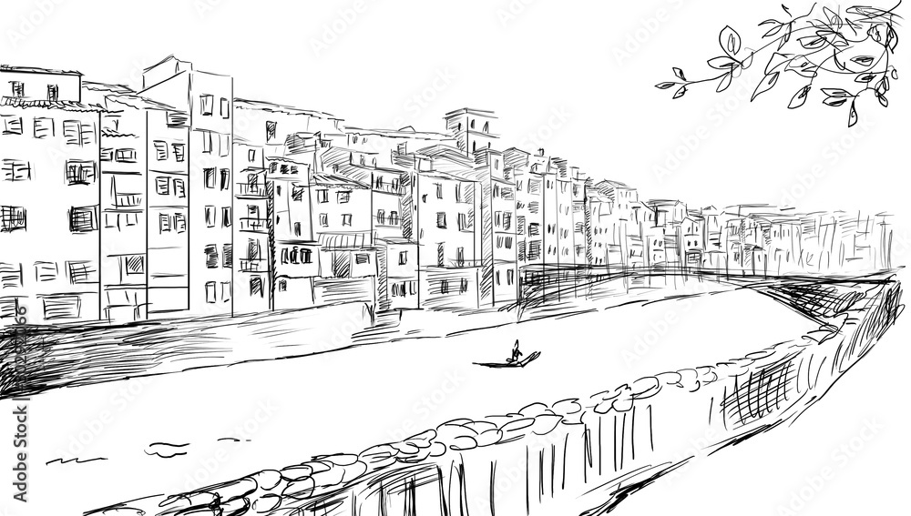 drawn to the old town  - sketch