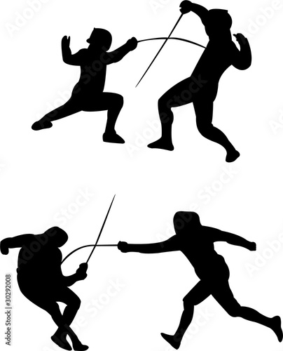 fencing silhouettes - vector