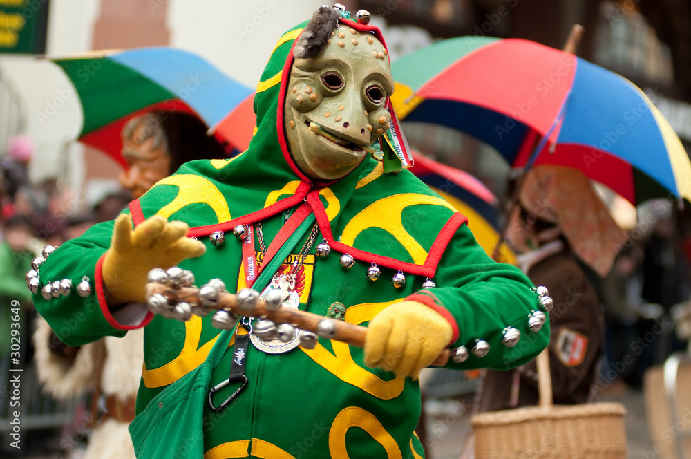 Mask parade at the historical carnival in Freiburg, Germany