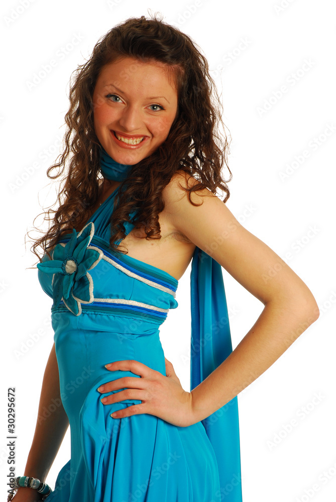 Modella con abito azzurro 014 Modella con abito azzurro 014
