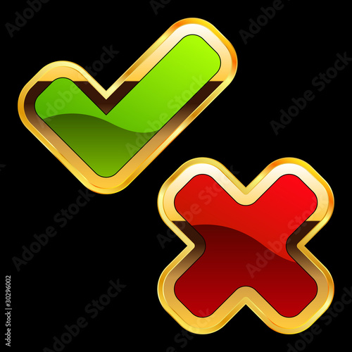 Approved and rejected. Vector icons.
