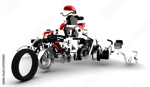 Red motorbike exploded