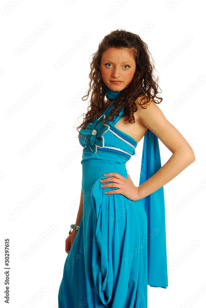 Modella con abito azzurro 016 Modella con abito azzurro 016