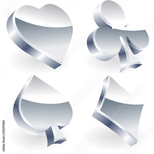 Card suits. Silver set.