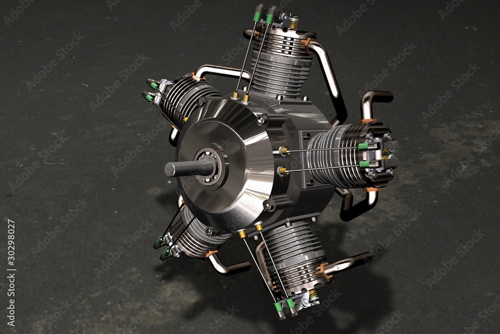 Radial aircraft engine render picture Stock Illustration | Adobe Stock