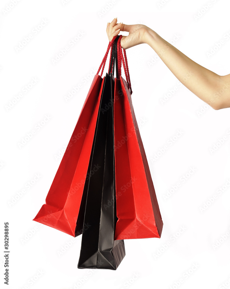 Shopping bags over white
