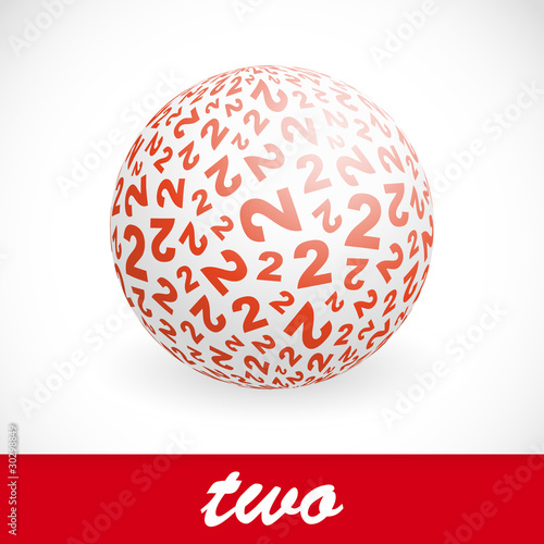 TWO. Globe with number mix. Vector illustration.