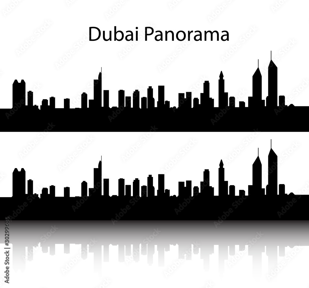Fototapeta premium Dubai panorama silhouette