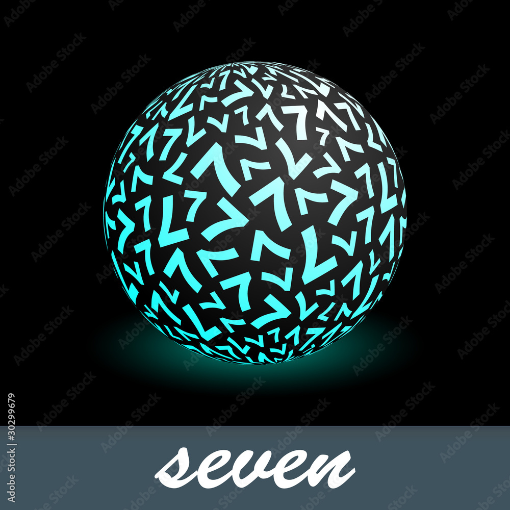 SEVEN. Globe with number mix. Vector illustration. SEVEN. Globe with number mix. Vector illustration.