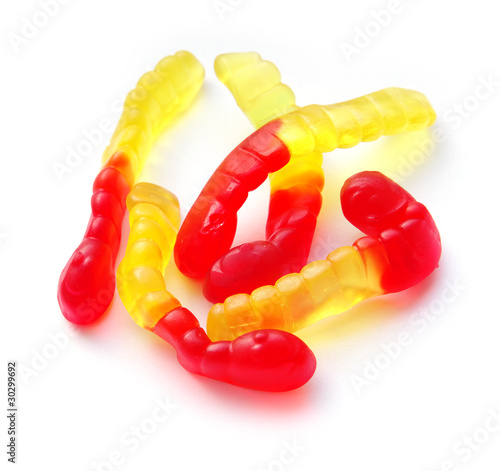 Jelly sweets isolated on white background photo