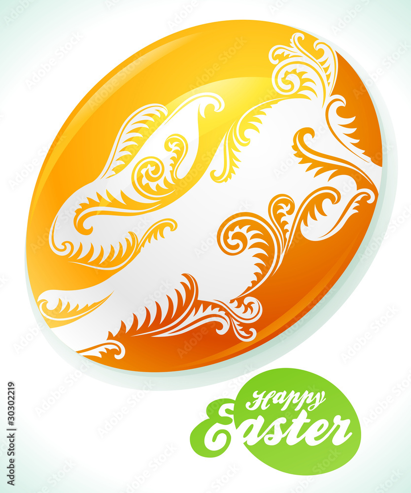 Easter egg and white rabbit Easter egg and white rabbit