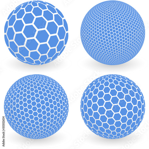 Globe with hexagon signs.