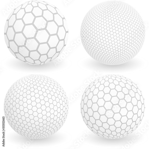 Globe with hexagon signs. Vector illustration.