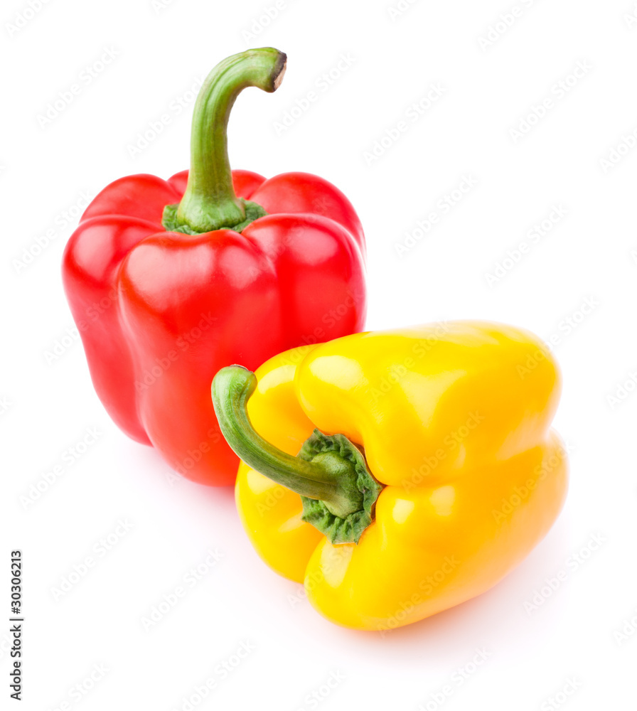 Red and yellow sweet pepper isolated on white Red and yellow sweet pepper isolated on white