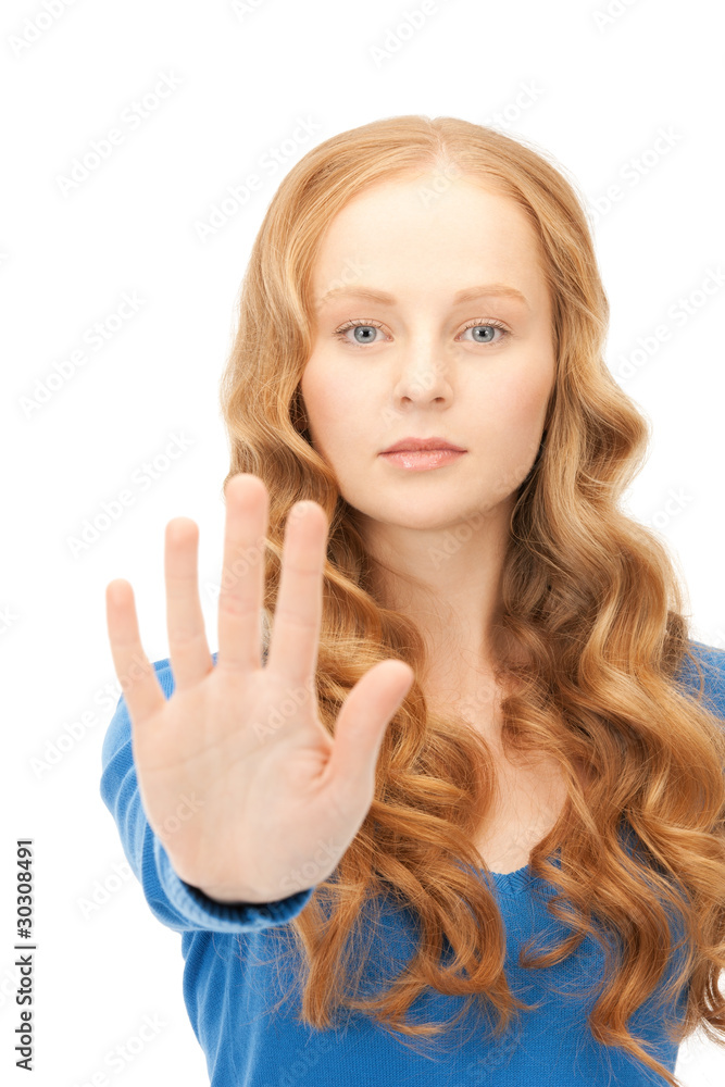 woman making stop gesture woman making stop gesture