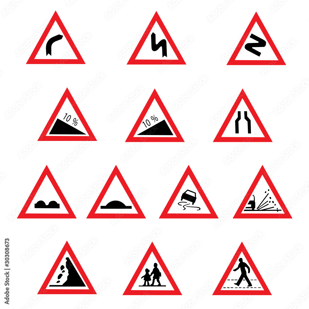 Warning traffic signs vector Warning traffic signs vector