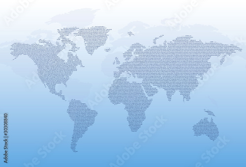 World map made from text. News concept. Vector.